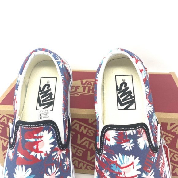 🌸Sale🌸 VANS Classic Womens Slip-On Low Top Crew Floral Blue Canvas VN0A4BV31JA - Picture 7 of 11